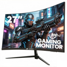 CRUA 27 Inch 180Hz/200Hz Curved Gaming Monitor, FHD 1920 * 1080P Frameless 1800R Computer Monitor, 1ms GTG with FreeSync, Low Motion Blur, Eye Care,