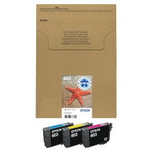Epson 603 Starfish Genuine Multipack, Eco-Friendly Packaging, 3-Colours Ink Cartridges