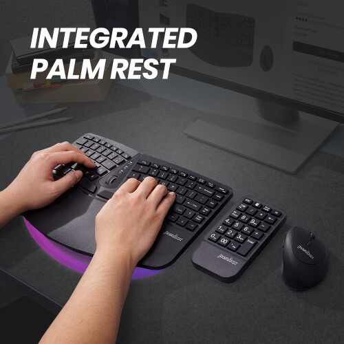 Perixx PERIDUO-606A Wireless Ergonomic Keyboard Set - Compact Split Design with Vertical Mouse and External Numeric Keypad - Adjustable Typing Angles 1