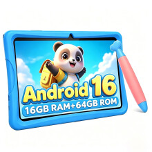 2026 Upgraded Kids Tablet 10 inch, Android 16 Tablets for Kids, Parental Control, Pre-Installed Kiddos Software & Kids Space, Includes Case & Stylus