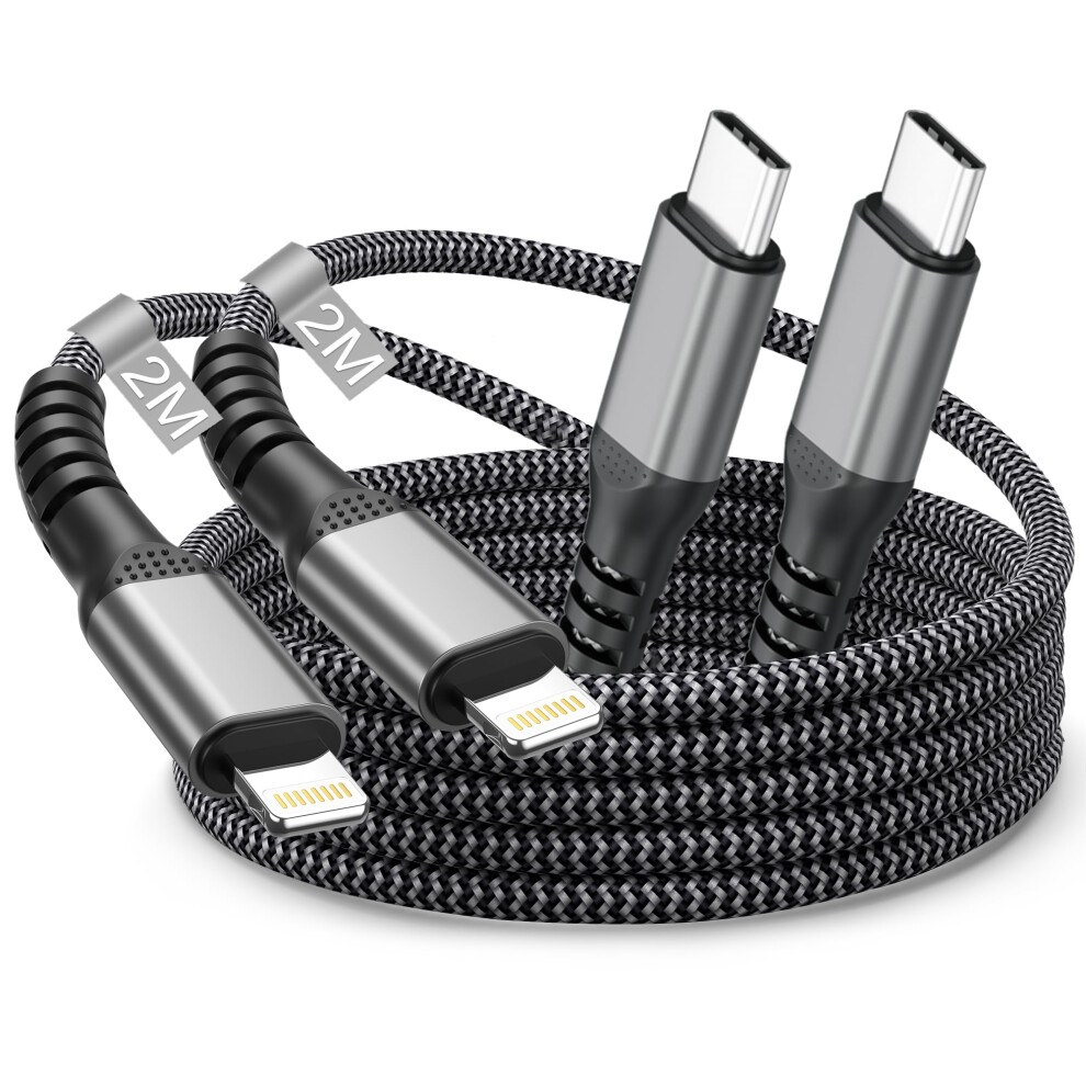 Photos - Cable (video, audio, USB) USB C to Lightning Cable 2M 2Pack, MFi Certified Apple iPhone Fast Charger Cable USB C Fast Charging Type C to Lightning Cab