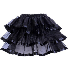 (S, Black) Elastic Petticoat Gothic Women Skirt Petticoat Burlesque Mesh Sexy Micro Mini Tutu Skirt Ladies Performance Steampunk Skirts