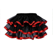 (L, Red) Elastic Petticoat Gothic Women Skirt Petticoat Burlesque Mesh Sexy Micro Mini Tutu Skirt Ladies Performance Steampunk Skirts