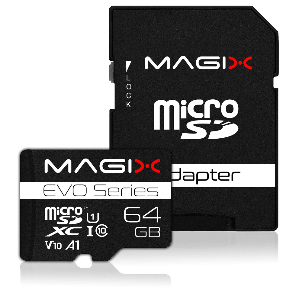 Magix 64Gb Microsd Card Class10 V10 U1, Read Speed Up To 80 Mb/S, Evo Series (Sd Adapter Included) 5007978936862