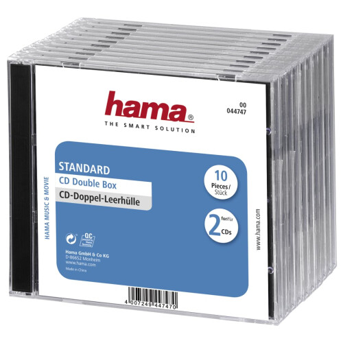 Hama Hama, Dual CD/DVD Jewel Double Case, 10 Pack, Black