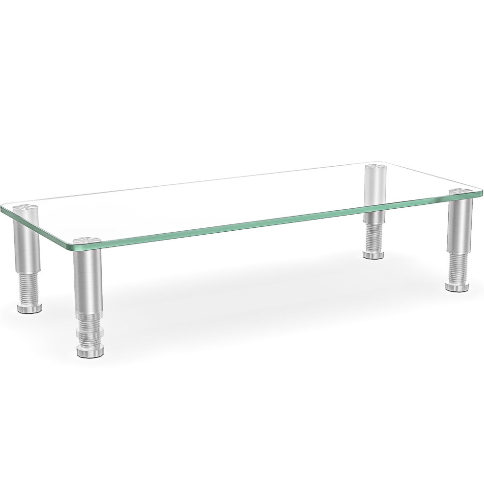 Hemudu Computer Monitor Stand Riser With Height Adjustable 56Cm X 24Cm Multi Media Desktop Stand For Pc Computer Monitor | Laptop And Tv Clear Glas 5009249801350