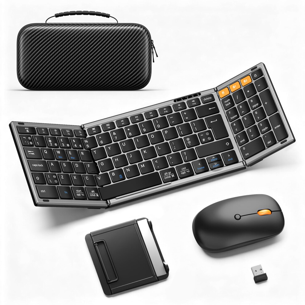 Foldable Keyboard And Mouse Combo,Portable Folding Keyboard For Laptop Ipad 5006434935357