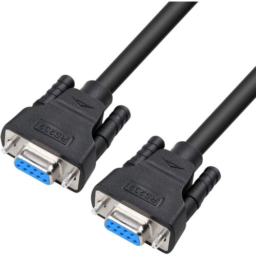 DTECH 3M DB9 RS232 Serial Null Modem Cable Female to Female Full Handshaking 7 Wire Crossover for Data Communication