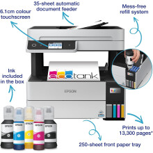 Epson EcoTank ET-5150 Ink Tank Printer | Small Office & Business Use | Wireless & Ethernet | A4 | Print, Copy, Scan | Double-Sided Printing | 6.1cm T