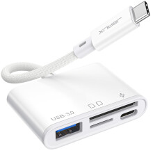 4-in-1 USB C SD Card Reader with USB 3.0 Port & Charging Port | JSAUX Type C to Micro SD Memory Card Reader | Compatible with iPhone 16/Pro Max/Pro/P