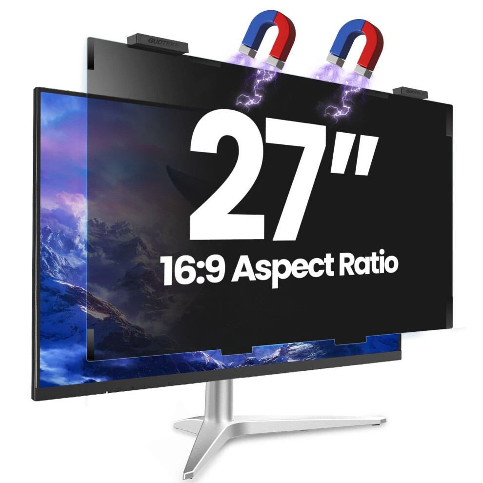 Gudteke Magnetic 27 Inch Privacy Screen For Computer Monitor 16:9 Aspect Ratio, Hanging Removable Anti-/Glare Protector Film, Anti Spy Desktop Se Blue 5006366972994