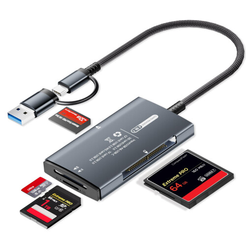 Memory Card Reader, Ticenpe 4in1 USB-A and USB-C to SD Micro SD MS Compact Flash Card Reader, SD Card Adapter Compatible with iPhone 15 series, MacBo