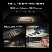UGREEN NASync DXP4800 GT 4-Bay NAS Storage, Dual 10GbE LAN, AMD Ryzen Embedded R2514 CPU, 8GB RAM, ECC - Support, SD Card Slot, U.2 & M.2 Slots, 4K H