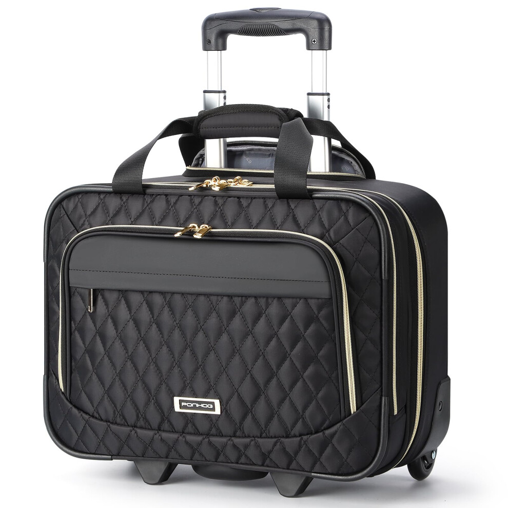 Ponhog Rolling Laptop Bag With Wheels For Women - Rolling Briefcase 15.6 Inch Laptop Bag Flight Approved Trolley Bag Carry On Luggage For Work Travel 5051228002784