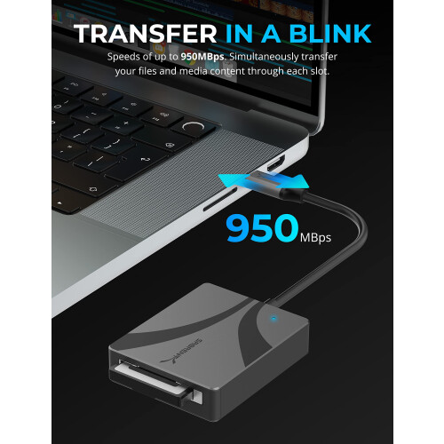 SABRENT CF Express Type B Card Reader, Fast 10Gbps Memory Card Reader, USB Type C 3.2x2 Card Slot Adapter, Compatible with Windows Mac Linux Android 2