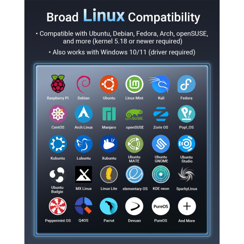BrosTrend AXE3000 Tri-Band Linux WiFi Dongle Plug & Play for ALL Linux Distributions, Ubuntu, Fedora, Mint, Debian, Arch, Raspberry Pi OS etc. Kernel 2