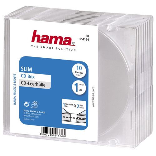 Hama Hama Slim CD Cases | Pack of 10 | Transparent