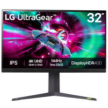 LG UltraGear 4K Gaming Monitor 32GR93U, 31.5 inch, 4K, 144Hz, 1ms GtG, IPS Display, HDR 10, NVIDIA G-Sync & AMD FreeSync compatible, Smart Energy Sav