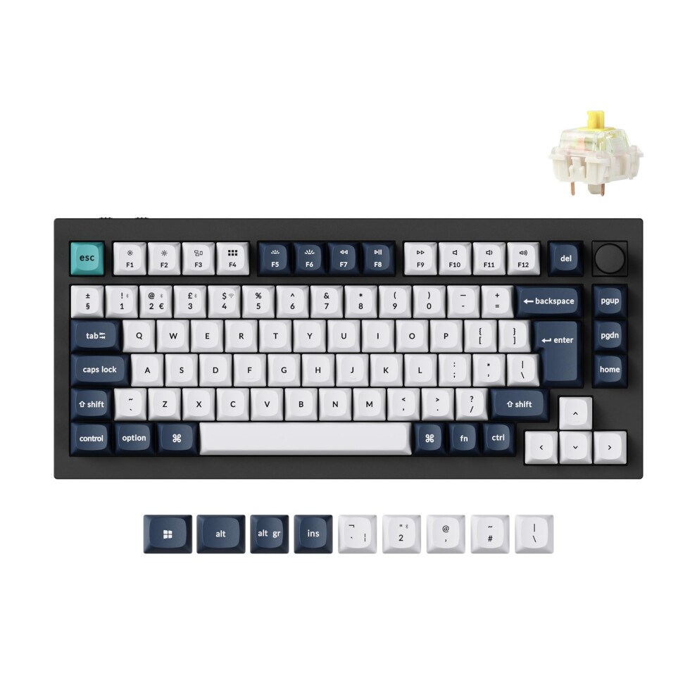 Keychron Q1 Max Wireless Mechanical Keyboard - Full Aluminum, Gateron Jupiter Early Tactile Switch, Hot-Swappable Programmable Knob Qmk Rgb (Uk Layou 5006111163523