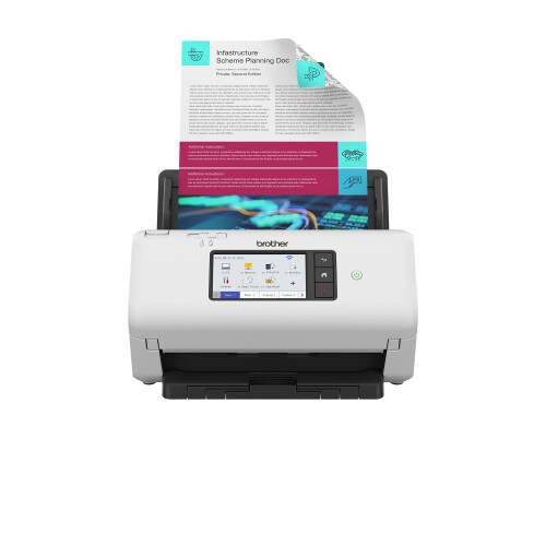 Brother Brother ADS-4700W Professional Desktop Document Scanner | SuperSpeed USB 3.0 |10.9cm Touchscreen |Advanced Image Capture, UK Plug
