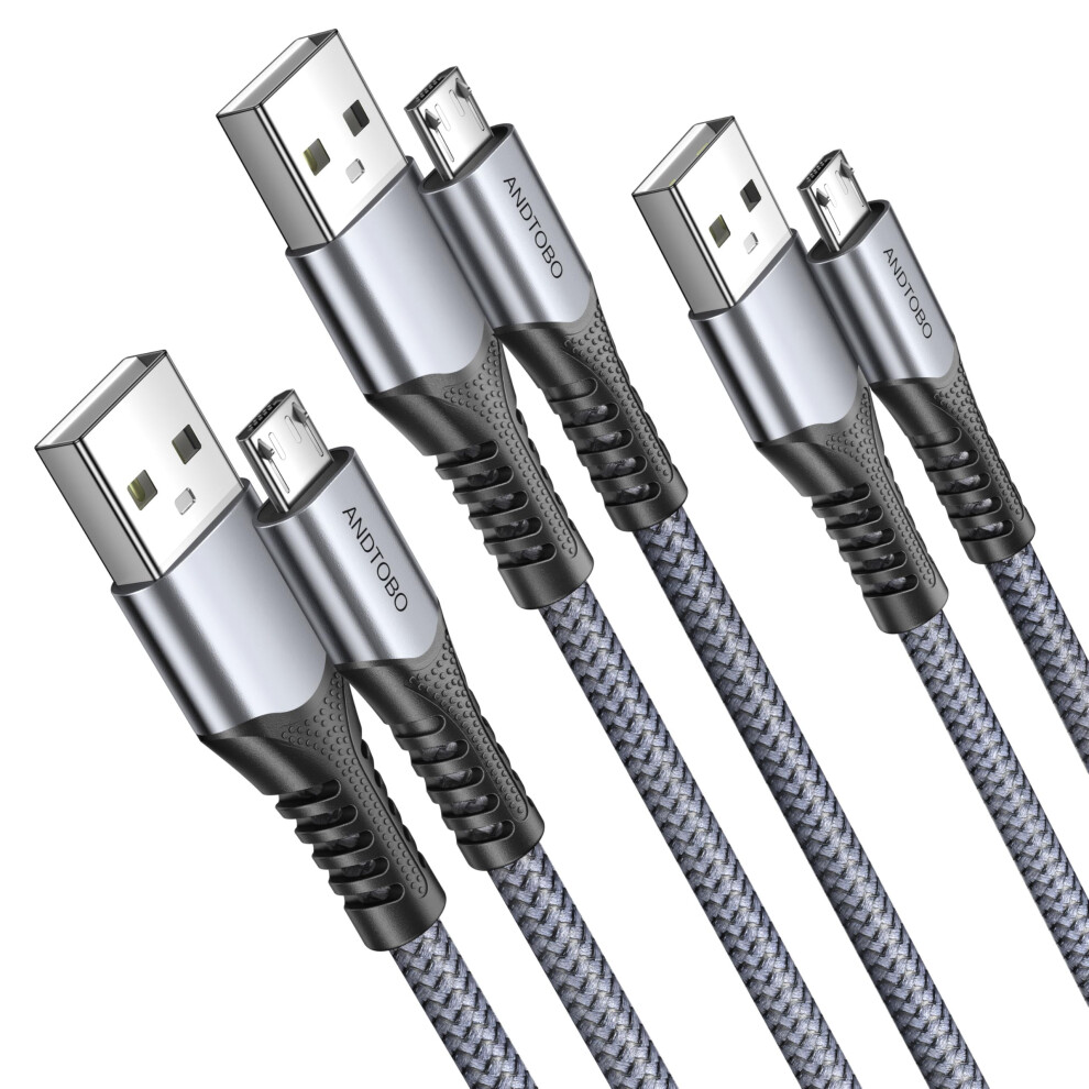 3Pack-2M Micro Usb Cable, Micro Usb Charging Cable, Micro Usb Charger Cable-480 Mbit/S Nylon Braided, Usb A-Micro Charging Cable For Android Phone, S 5000985342183