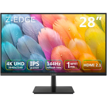 Z-Edge 28 Inch 4K Gaming Monitor 144Hz UHD IPS DP 1.4 HDMI 2.1 120Hz Black