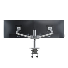 ThingyClub Adjustable Aluminium Universal Full Motion Desk Mount Arm Stand Bracket (Dual Monitors - Silver)
