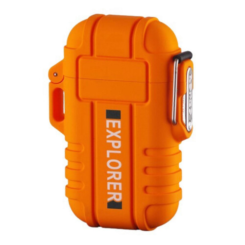 (Orange) Transparent Rechargeable Lighter Portable Dual Arc Lighter for Lighter Lover