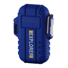 (Blue) Transparent Rechargeable Lighter Portable Dual Arc Lighter for Lighter Lover