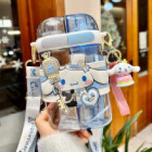 (Style 7) Large Sanrio Kuromi Water Bottle Leakproof Cap Straw Indoor Outdoor Activities