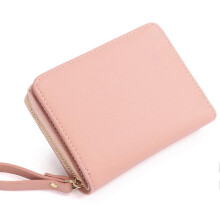 (Pink) Short Simple Multi-Card Money Clip Large Capacity Design Suitable for Shopping