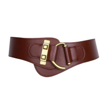 (Coffee) Retro Gold Buckle Ladies Waist Belt Personalized Versatile Soft Belt Great Present Idea