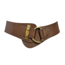 (Caramel) Retro Gold Buckle Ladies Waist Belt Personalized Versatile Soft Belt Great Present Idea