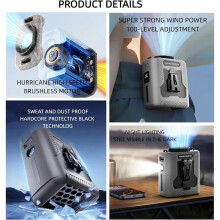 Tragbarer Ventilator mit Gürtelclip, einstellbare Geschwindigkeit, leise, wasserabweisend, für den Außenbereich, grün