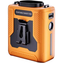 Tragbarer Ventilator mit Gürtelclip, einstellbare Geschwindigkeit, leise, wasserabweisend, für den Außenbereich, orange