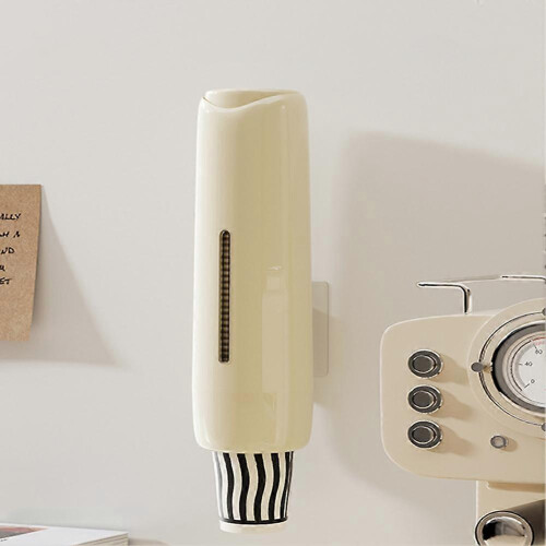 (Milk Tea Brown) Wall Mounted Dispenser for Cup Space-Saving Design Minimalist Decor 2