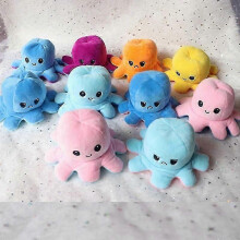(Dark Blue Pink, 20cm) 20cm 30cm 40cm Giant Reversible Octopus Stuffed Animal Reversible Happy Sad Octopus Plush Toy Jn