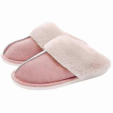(38-39(265mm), Pink) Winter Fashion Women House Slipper Warm Cotton Plush Shoes Memory Foam Flats Indoor And Outdoor Slippers