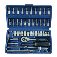 (Blue) 46pcs Hand Wrench Socket Set Drive Socket Ratchet Wrench Combination Tools Kit Car Repair Set