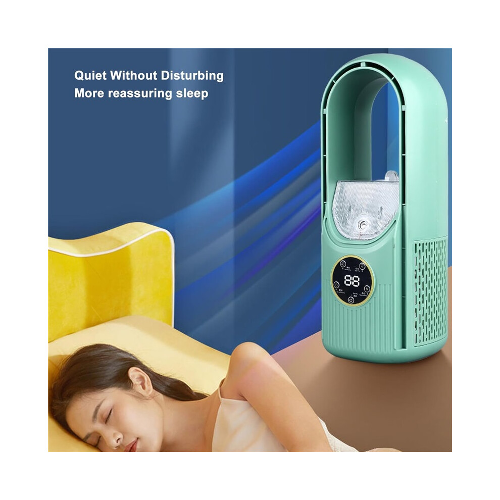 Bladeless Tower Desk Fan 3 In 1 Cooling Fan Humidifier 6 Speed Timer Green 8583457697006