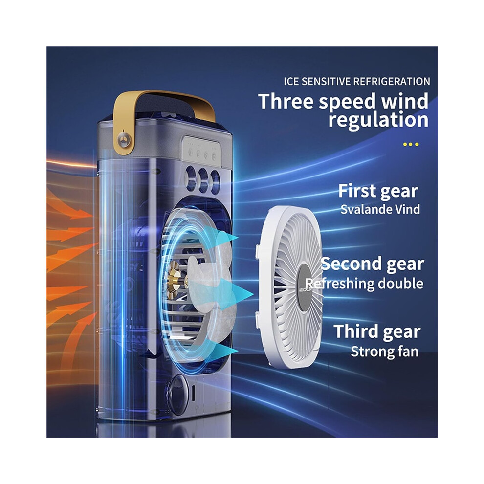Portable Evaporative Air Cooler Rechargeable Desktop Fan 3 Speed Usb Windowless Cooling White 8585819109530