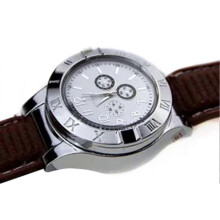 (Silver) Men USB Rechargeable Cigarettes Cigars Lighter Watch Windproof Quartz-Wrist Watch Men Present