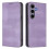 (LightPurple) Galaxy S25 Leather Wallet Case with Retro Texture and RFID Protection 1