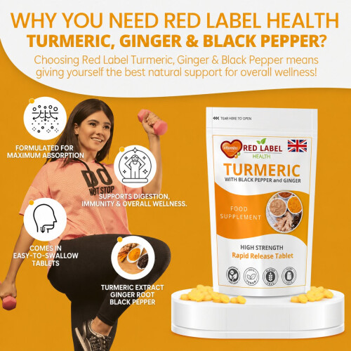Turmeric 90 Tablets 2620mg with Black Pepper & Ginger 2