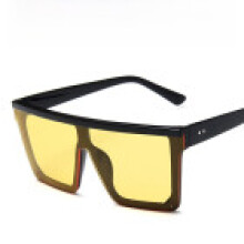 (BlackYellow)Occhiali moda oversize trendy con lenti pc non polarizzate per festa e stile street