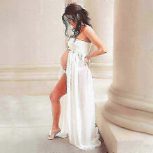 (XL, White Sleeveless) Pregnant Women's Off-shoulder Maxi Cover-up Dress - Fashionable lace design dress for special occasions