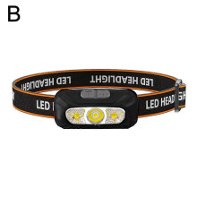 (Pull tail E27, Black) Super Bright LED Headlight Motion Sensor USB Rechargeable Headlamp Camping Light