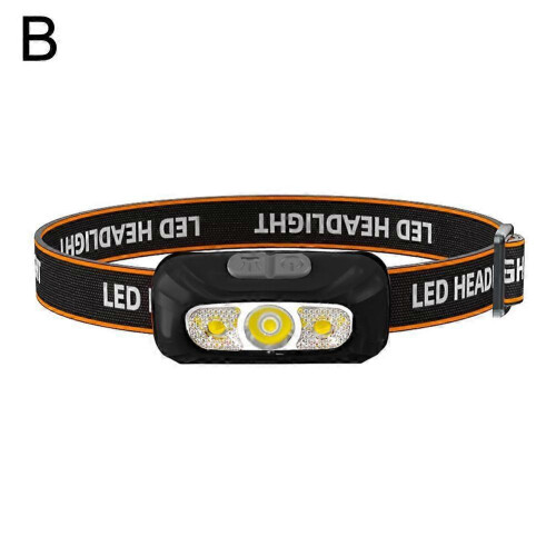 (Pull tail E27, Black) Super Bright LED Headlight Motion Sensor USB Rechargeable Headlamp Camping Light