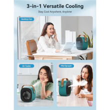 Tragbarer, wiederaufladbarer Mini-Tischventilator mit 3 Geschwindigkeitsstufen, leise Kühlung, Grün