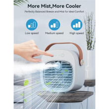 Tragbarer, wiederaufladbarer Mini-Tischventilator mit 3 Geschwindigkeitsstufen, leise Kühlung, Weiß
